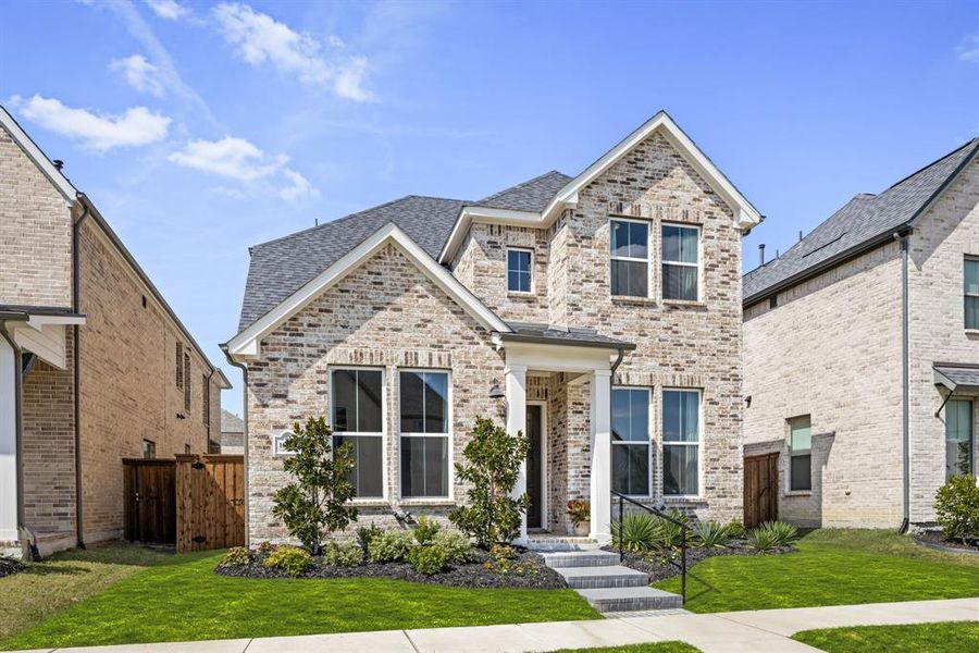 Front exterior of a new home in , Frisco, TX, highlighting curb appeal (Image 2). Front exterior of a new home in , Frisco, TX, highlighting curb appeal (Image 2).