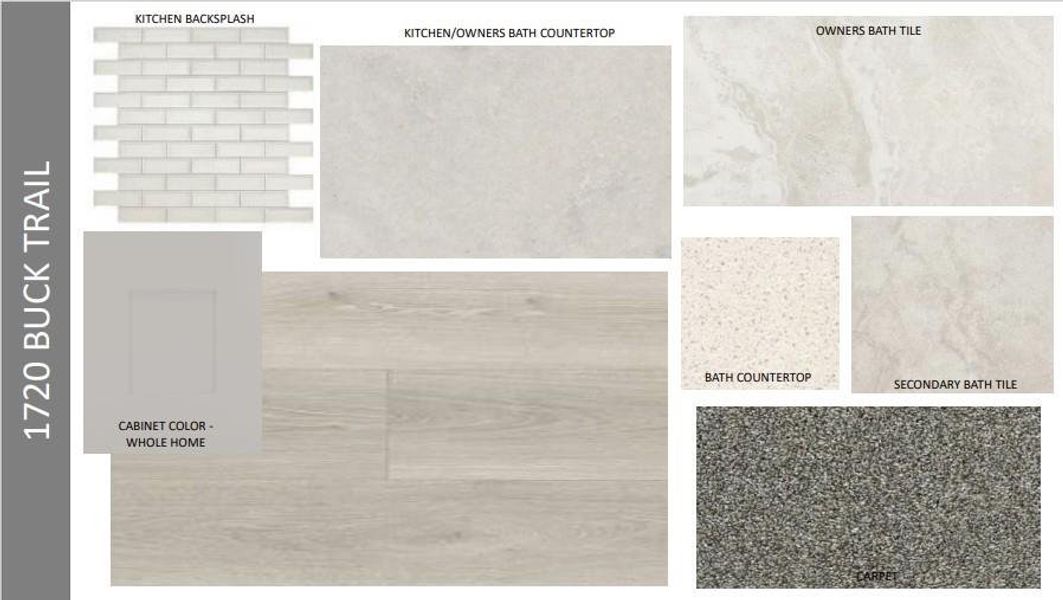 Design Selections.  Home is under construction and selections are subject to change.