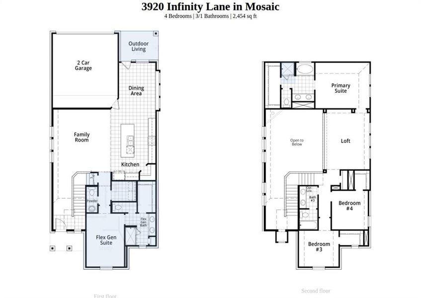 2D floor plan layout of this home in Mosaic, Celina, TX (Image 4). 2D floor plan layout of this home in Mosaic, Celina, TX (Image 4).