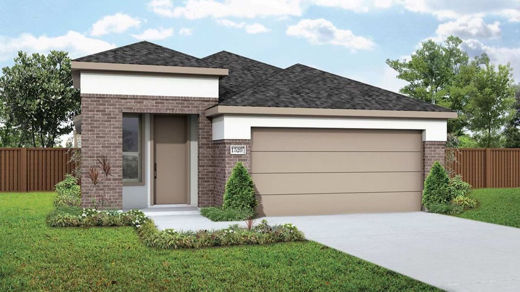 Representative exterior photo of a completed home built from the Horizon by DRB Homes in Westridge Journey, McKinney, TX (Image 4).