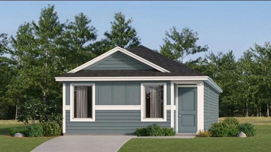 Front exterior of a new home in Santa Fe Village, Cleveland, TX, highlighting curb appeal (Image 1). Front exterior of a new home in Santa Fe Village, Cleveland, TX, highlighting curb appeal (Image 1).