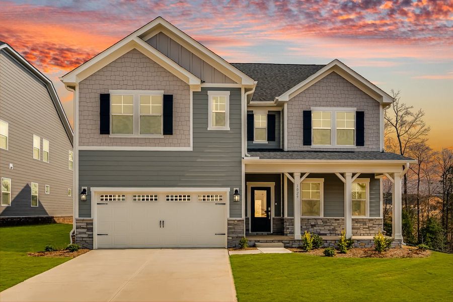 Representative exterior photo of a completed home built from the Sheridan by Taylor Morrison in Eagle Trace, Wendell, NC (Image 22). Representative exterior photo of a completed home built from the Sheridan by Taylor Morrison in Eagle Trace, Wendell, NC (Image 22).