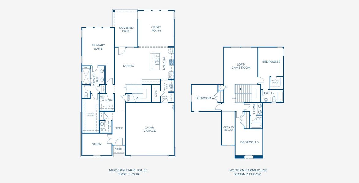 2D floor plan layout for the 4060 by Risewell Homes in Bluff Haven, Georgetown, TX (Image 3).