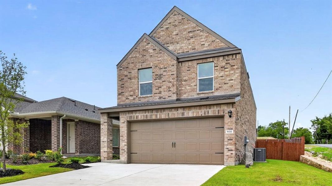 Front exterior of a new home in Hanolley Hills, Sherman, TX, highlighting curb appeal (Image 11). Front exterior of a new home in Hanolley Hills, Sherman, TX, highlighting curb appeal (Image 11).