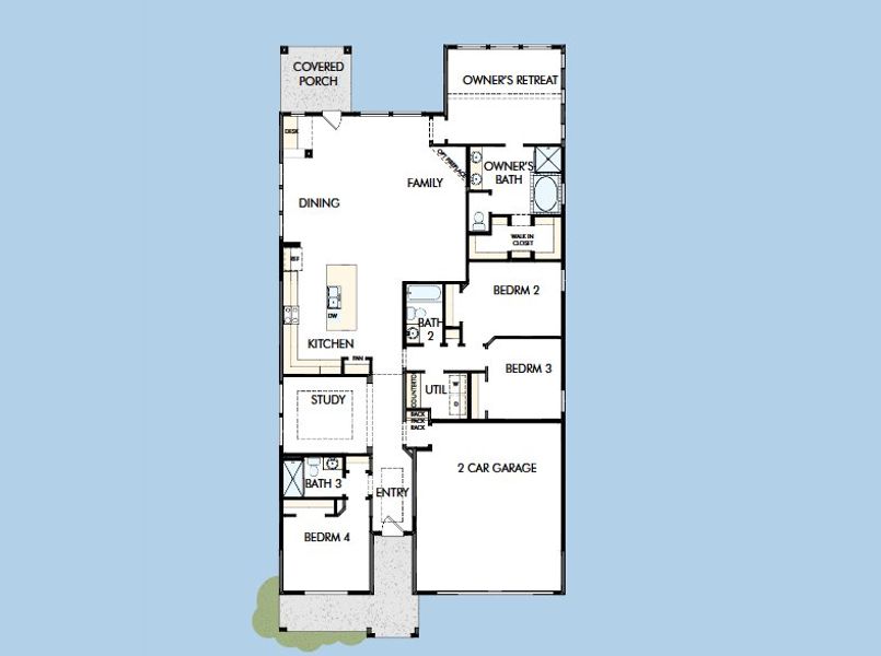 2D floor plan layout for the The Rose by David Weekley Homes in Two Step Farm 50', Montgomery, TX (Image 5).