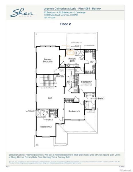 2D floor plan layout of this home in Legends at Lyric, Lone Tree, CO (Image 4). 2D floor plan layout of this home in Legends at Lyric, Lone Tree, CO (Image 4).