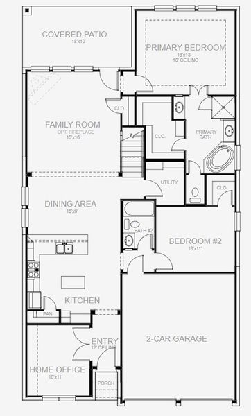 Image 6 representing the 2444W by Perry Homes in Parmer Ranch 50', Georgetown, TX.