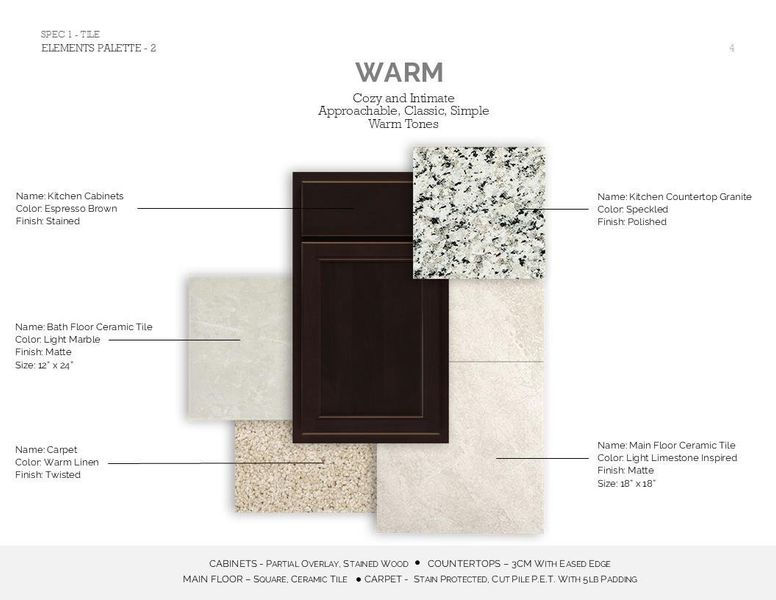 Elements Look Palette 2 Selection Sheet (*Artist rendering used for illustration purposes only.) Elements Look Palette 2 Selection Sheet (*Artist rendering used for illustration purposes only.)