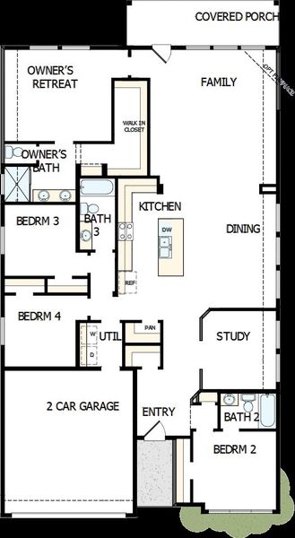 2D floor plan layout of this home in The Colony, Bastrop, TX (Image 5).