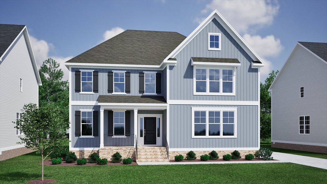 Representative exterior photo of a completed home built from the Webster II - Vanguard Collection by Mungo Homes in Scotts Hill Village, Wilmington, NC (Image 30).