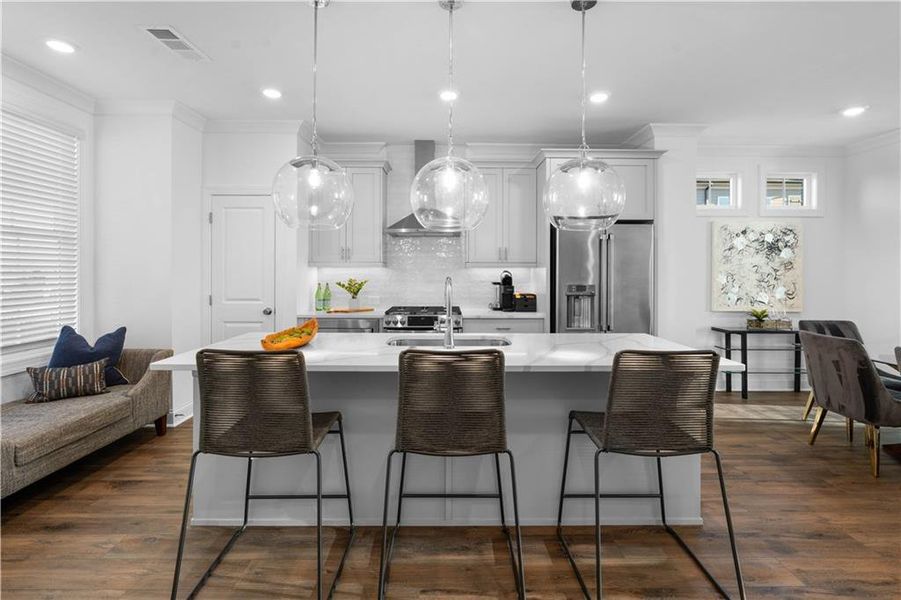 Furnished interior view inside a new home in Brackley Townhomes, Cumming (Image 11). Furnished interior view inside a new home in Brackley Townhomes, Cumming (Image 11).
