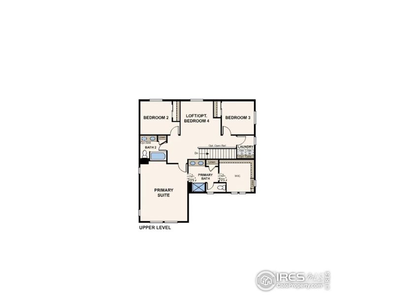 2D floor plan layout of this home in The Overlook at Johnstown Farms, Johnstown, CO (Image 2).