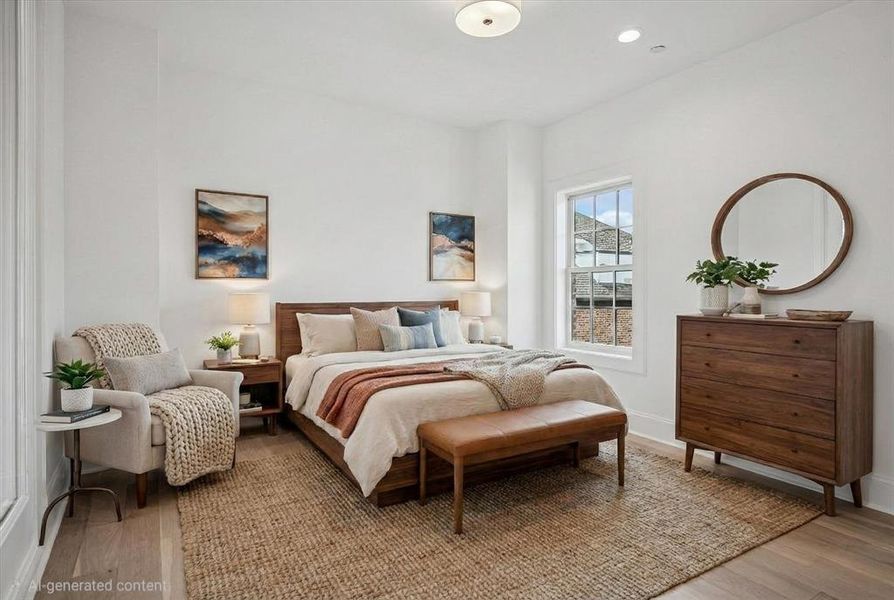 Dining room with light wood finished floors, recessed lighting, and ornamental molding