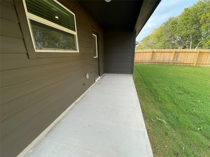 Exterior details and patio area of a home in Waterstone: Claremont Collection, Kyle (Image 2).
