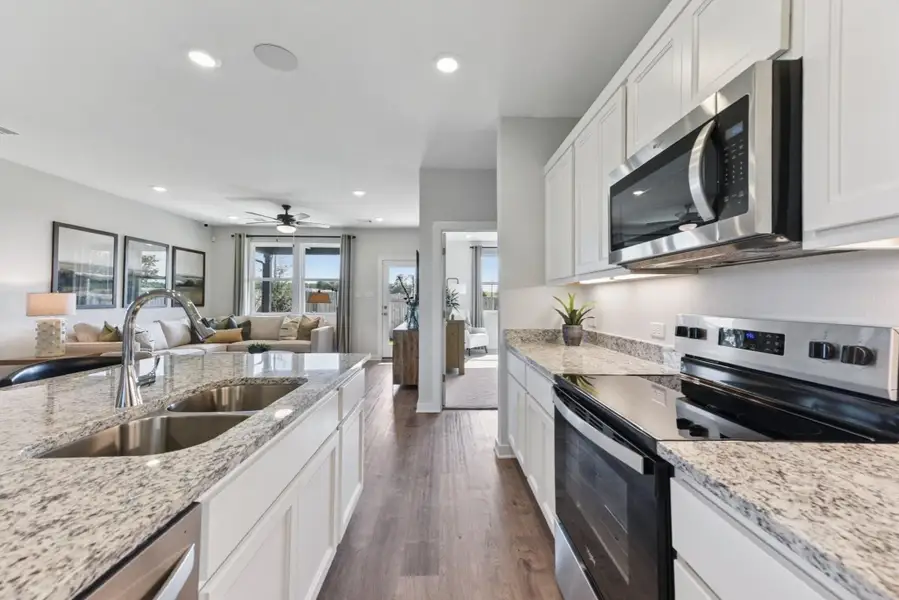 Furnished interior view inside a new home in The Overlook at Trinity Ranch, Elgin (Image 17). Furnished interior view inside a new home in The Overlook at Trinity Ranch, Elgin (Image 17).