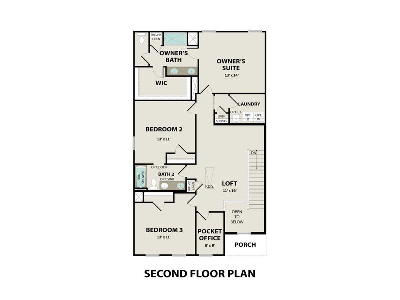 2D floor plan layout for the The Grayson A by Davidson Homes LLC in Sage Farms, White House, TN (Image 6).