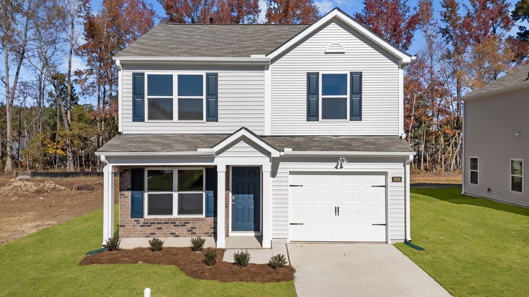 Front exterior of a new home in Jetstream Park, Wilson, NC, highlighting curb appeal (Image 1).
