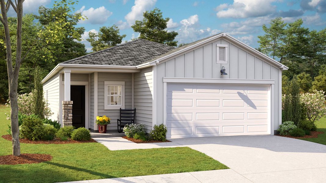 Front exterior of a new home in Warner Crossing, Loris, SC, highlighting curb appeal (Image 1). Front exterior of a new home in Warner Crossing, Loris, SC, highlighting curb appeal (Image 1).