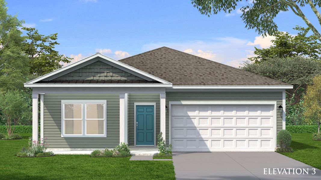 Representative exterior photo of a completed home built from the Easton III by DRB Homes in Bluffs at Sun Colony, Longs, SC (Image 21).