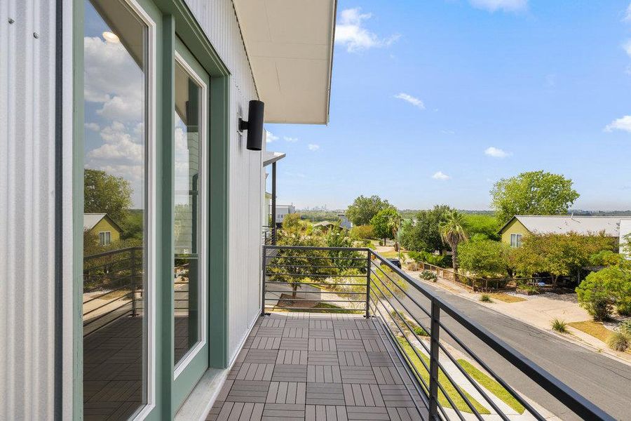 Exterior details and patio area of a home in Agave, Austin (Image 26).