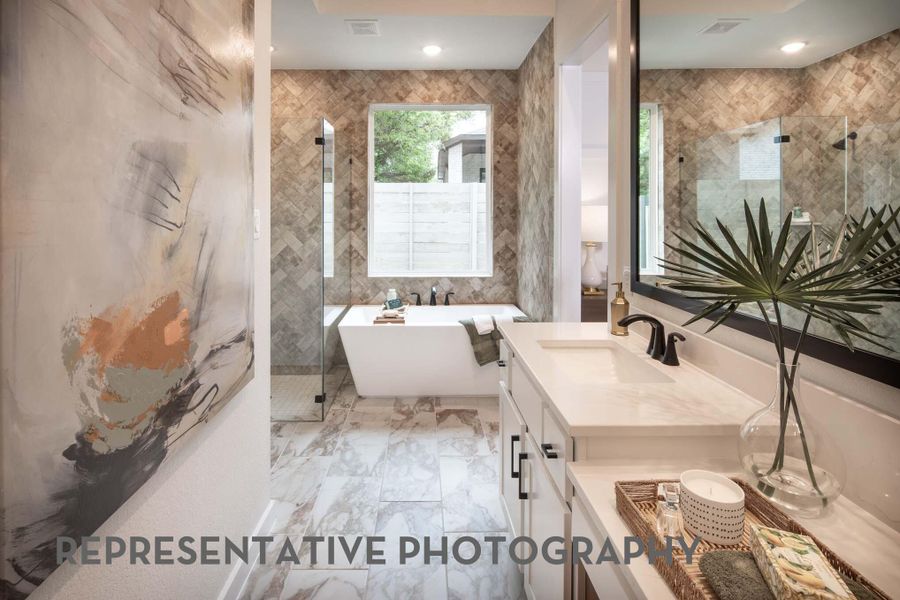 Furnished interior view inside a new home in 6 Creeks at Waterridge, Kyle (Image 26).