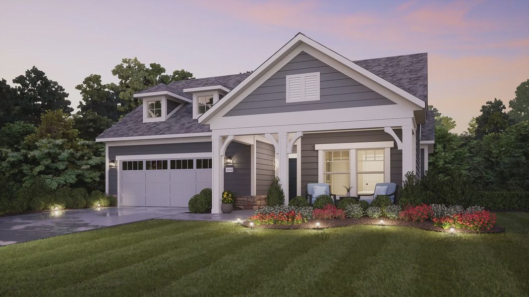 Representative exterior photo of a completed home built from the Portico by Epcon Communities in The Courtyards at Oak Grove, Durham, NC (Image 24). Representative exterior photo of a completed home built from the Portico by Epcon Communities in The Courtyards at Oak Grove, Durham, NC (Image 24).