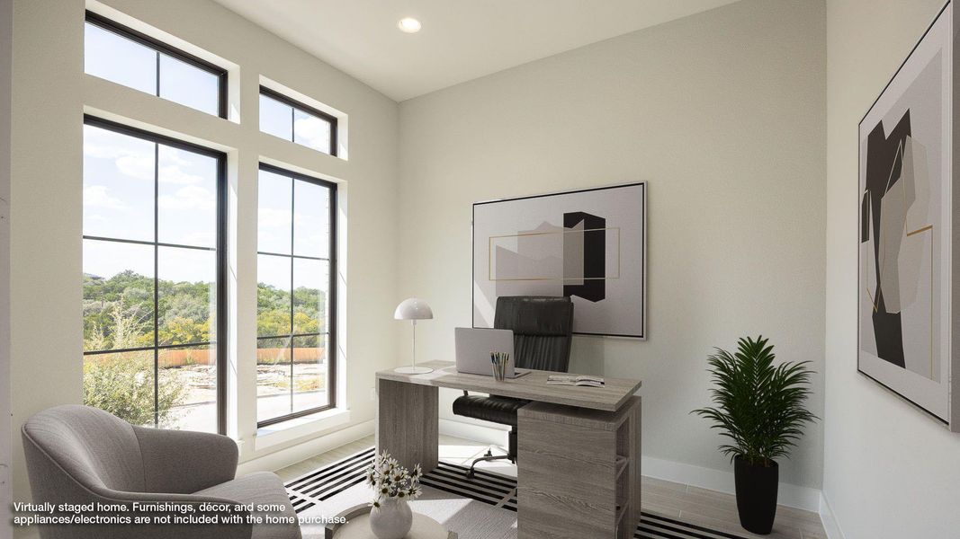 Office area featuring wood finished floors and recessed lighting Office area featuring wood finished floors and recessed lighting