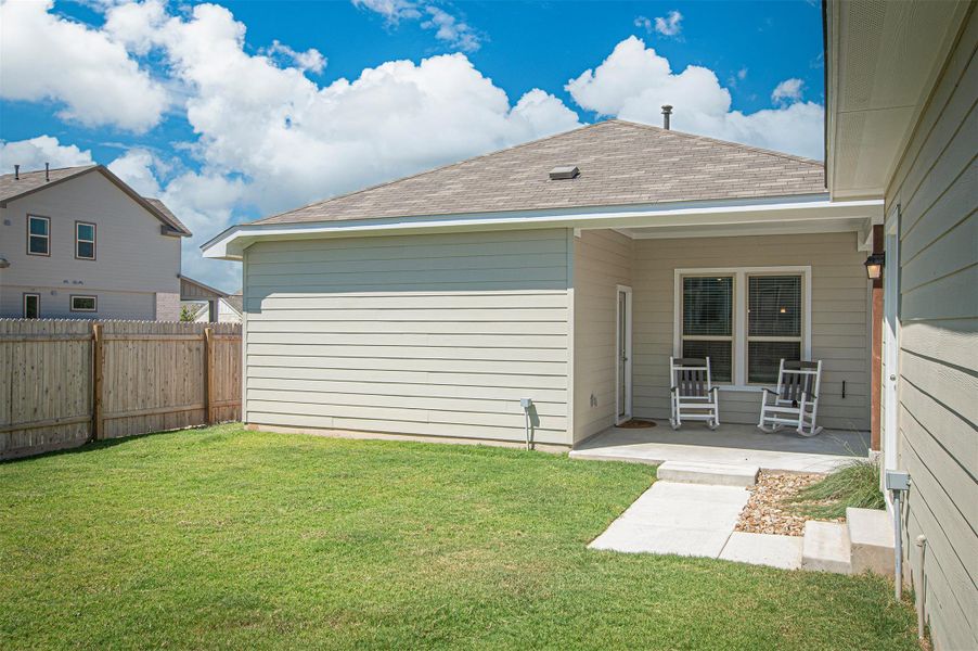 Exterior details and patio area of a home in Sage Hollow, Kyle (Image 4).