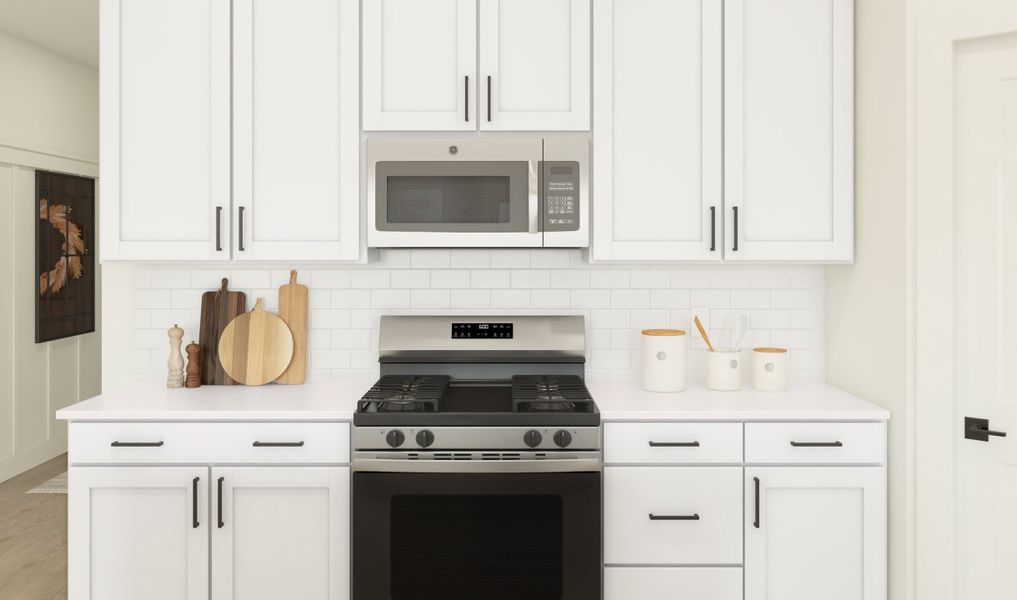 Ceramic tile backsplash in kitchen