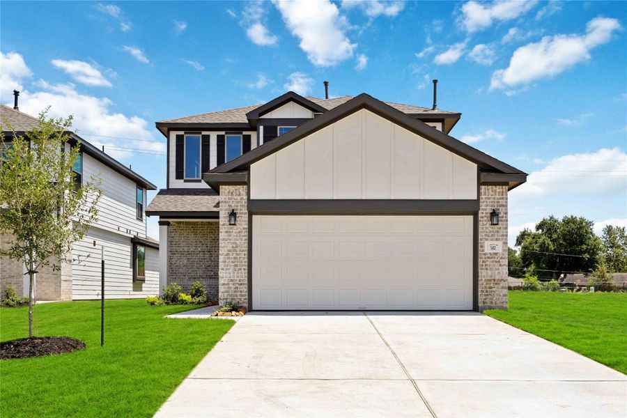 Front exterior of a new home in Tejas Village, Beasley, TX, highlighting curb appeal (Image 1). Front exterior of a new home in Tejas Village, Beasley, TX, highlighting curb appeal (Image 1).