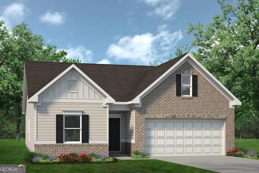 Front exterior of a new home in Cobblestone Crossing Commons, Warner Robins, GA, highlighting curb appeal (Image 1). Front exterior of a new home in Cobblestone Crossing Commons, Warner Robins, GA, highlighting curb appeal (Image 1).