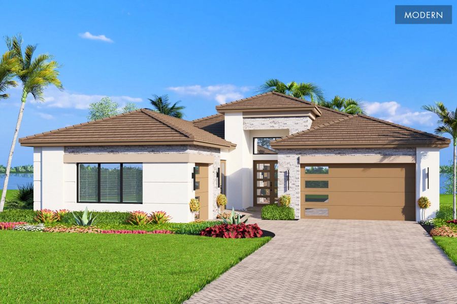 Representative exterior photo of a completed home built from the Caroline II by GL Homes in Valencia Vista at Riverland, Port St. Lucie, FL (Image 10). Representative exterior photo of a completed home built from the Caroline II by GL Homes in Valencia Vista at Riverland, Port St. Lucie, FL (Image 10).