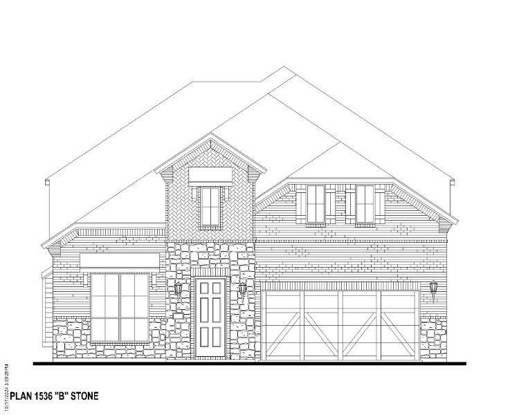 Plan 1536 Elevation B w/ Stone