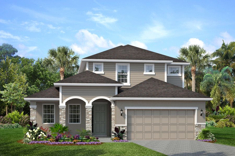 Representative exterior photo of a completed home built from the Pensacola by Park Square Residential in Summerbrooke, Mount Dora, FL (Image 1). Representative exterior photo of a completed home built from the Pensacola by Park Square Residential in Summerbrooke, Mount Dora, FL (Image 1).