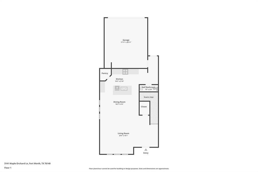 2D floor plan layout of this home in Orchard Village, Fort Worth, TX (Image 7).