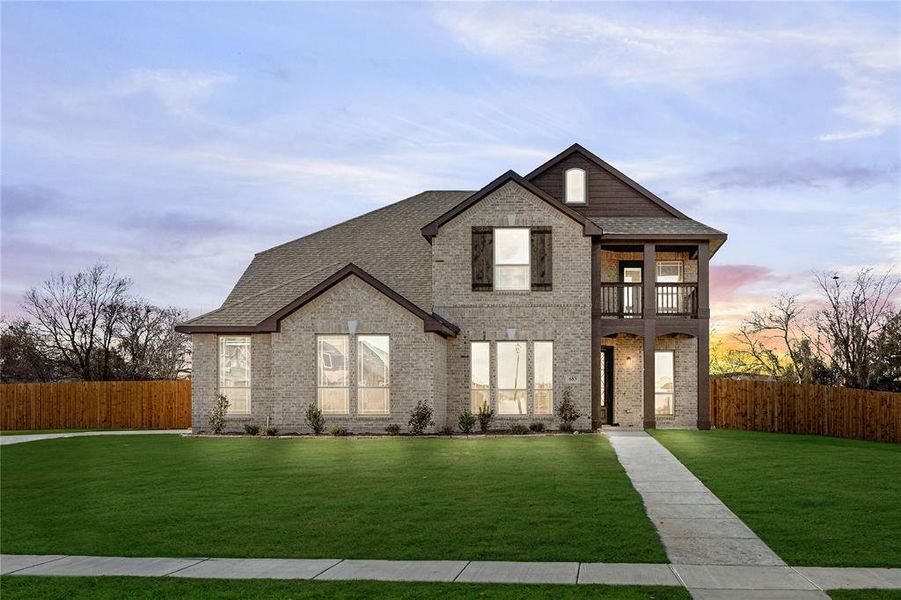 Front exterior of a new home in Crystal Lake Estates, Red Oak, TX, highlighting curb appeal (Image 18).