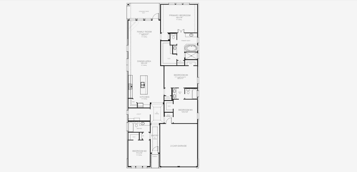 2D floor plan layout for the 2188W by Perry Homes in Briggs Ranch 45', San Antonio, TX (Image 3).