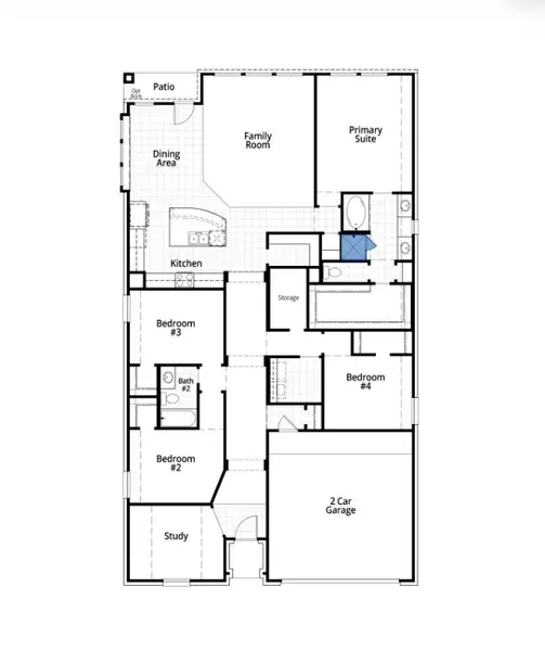 2D floor plan layout for the Davenport by Highland Homes in Monterra, Rockwall, TX (Image 3).
