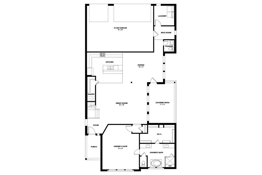 2D floor plan layout of this home in Solterra Texas, Mesquite, TX (Image 3).
