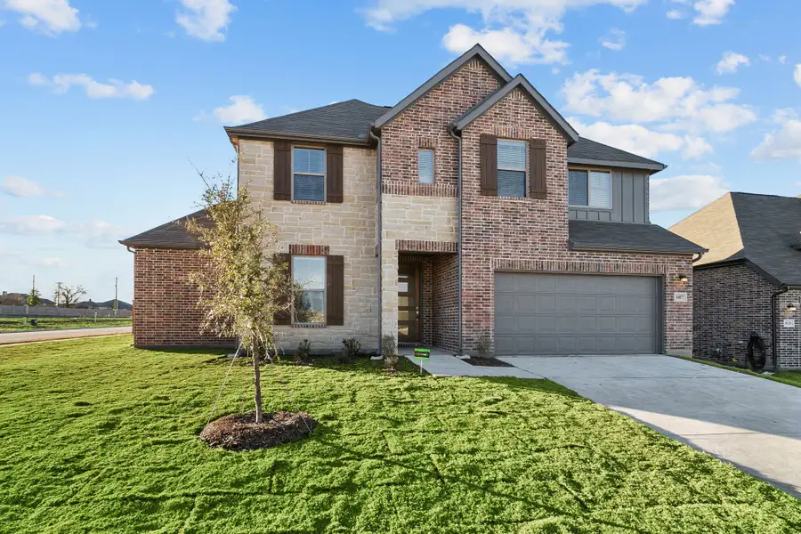 Representative exterior photo of a completed home built from the Lancaster by Cambridge Homes in Tinsley Meadows, Van Alstyne, TX (Image 2). Representative exterior photo of a completed home built from the Lancaster by Cambridge Homes in Tinsley Meadows, Van Alstyne, TX (Image 2).