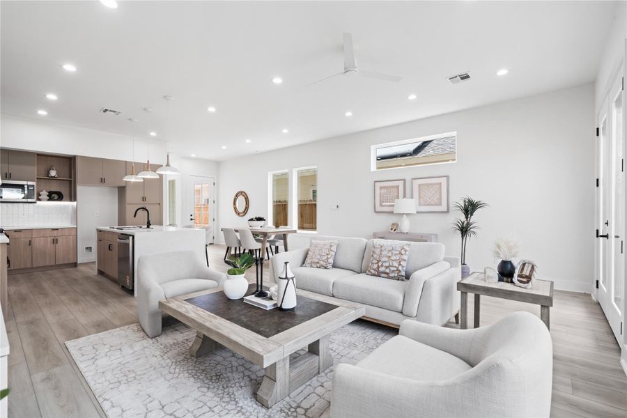 The home’s thoughtful layout creates a seamless flow between all living areas, enhancing both function and comfort. Each space feels connected yet distinct, making daily life and entertaining effortless.