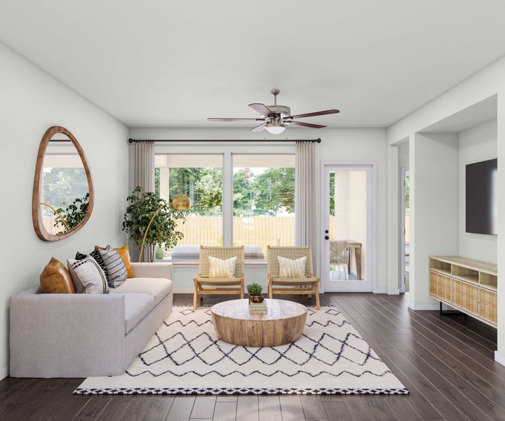 Representative furnished interior of a home built from the Mariposa by Tri Pointe Homes in Terrace Collection At Turner's Crossing, Buda (Image 11).