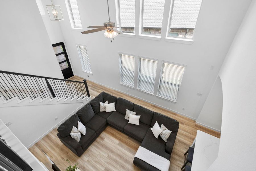 Aerial view into living area Aerial view into living area