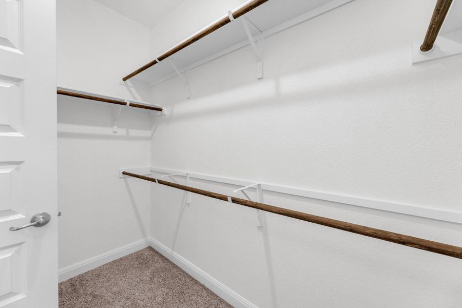 Spacious closet with light colored carpet