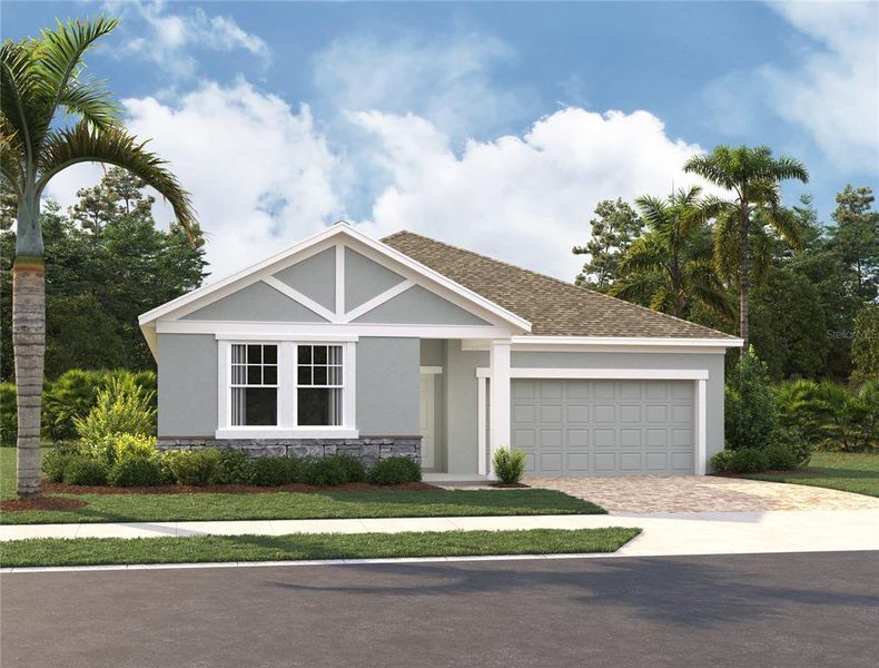 Front exterior of a new home in Hawks Run, Kissimmee, FL, highlighting curb appeal (Image 1). Front exterior of a new home in Hawks Run, Kissimmee, FL, highlighting curb appeal (Image 1).