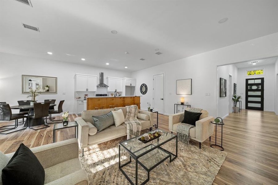 Living room featuring light hardwood / wood-style floors