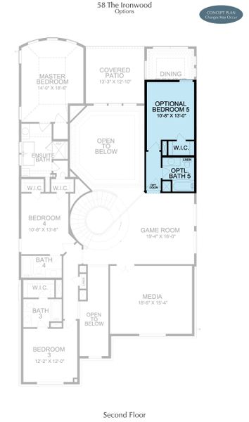 2D floor plan layout for the Ironwood by Landon Homes in Fields Select - 50's, Frisco, TX (Image 22). 2D floor plan layout for the Ironwood by Landon Homes in Fields Select - 50's, Frisco, TX (Image 22).