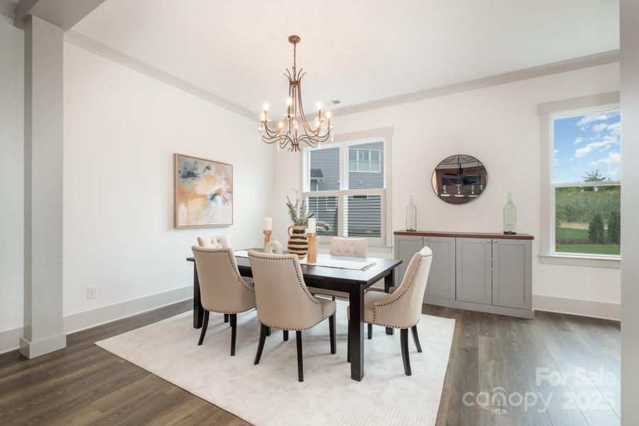 Large dining space with room to expand while entertaining Large dining space with room to expand while entertaining