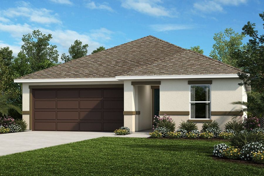 Front exterior of a new home in The Shores II, St. Cloud, FL, highlighting curb appeal (Image 1). Front exterior of a new home in The Shores II, St. Cloud, FL, highlighting curb appeal (Image 1).