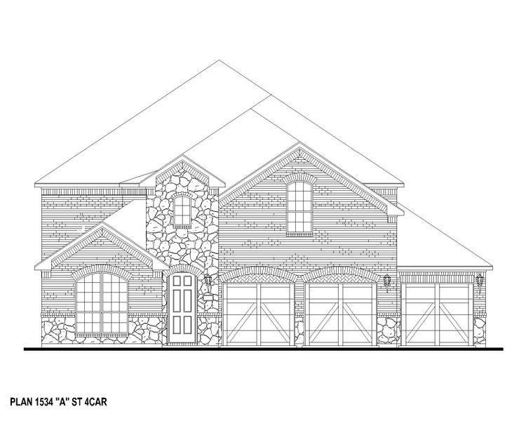 Plan 1534 Elevation A w/ Stone (4C)